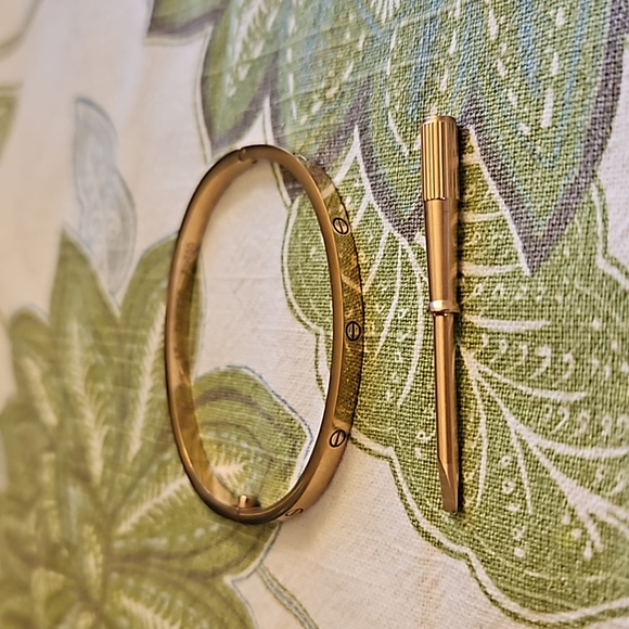 Bracelet 18k Rose Gold Filled Slim Model Version Screw Bangle Love - Picture 11 of 11